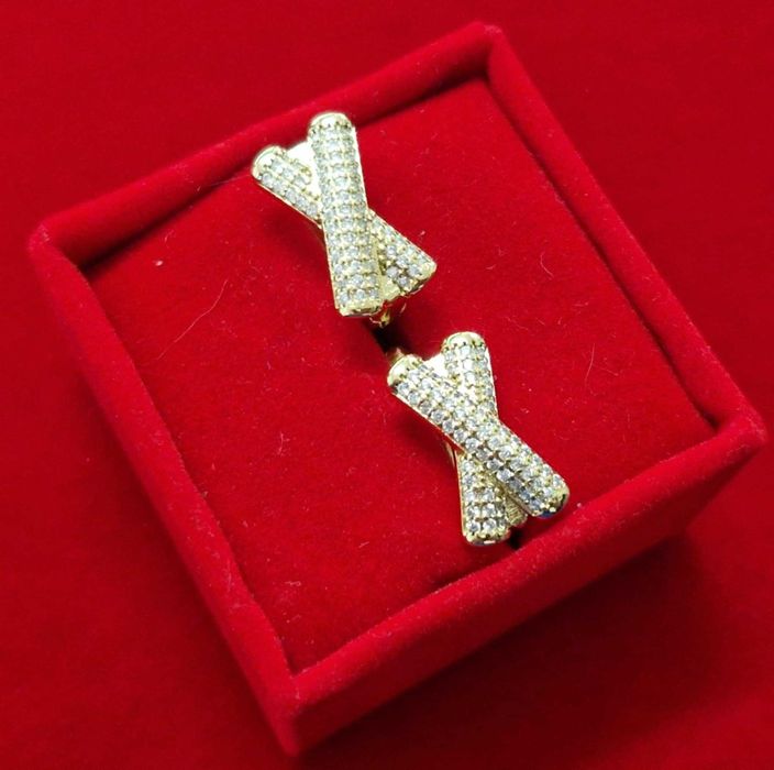 GP89,cercei placati aur 14k,incuietoare sigura, model superb,zirconii