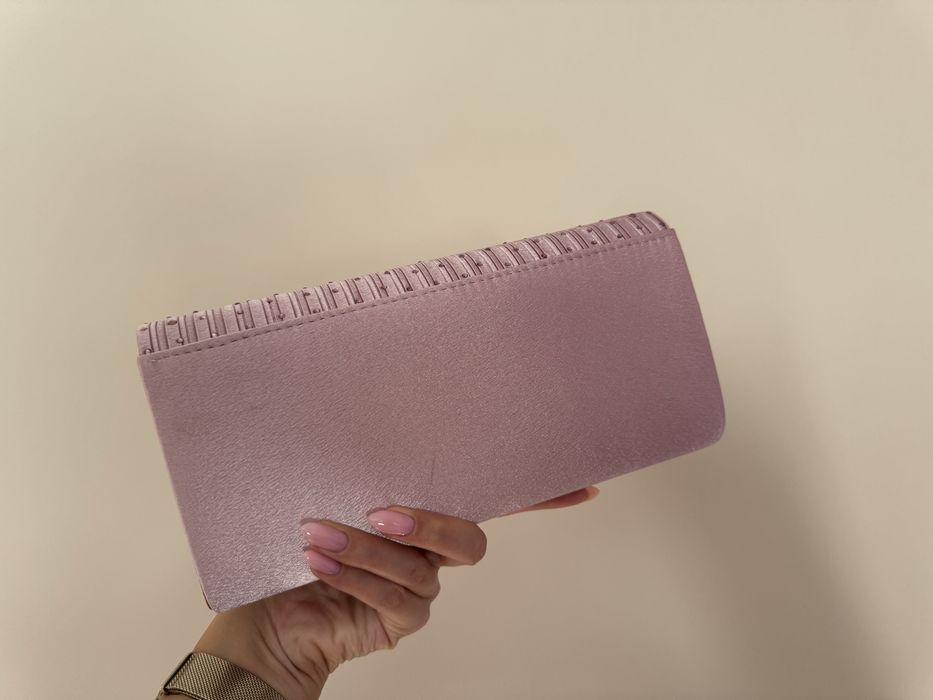 Нова розова клъч чанта, с камъни, подходяща за повод