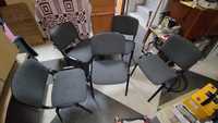 Стол - посетителски офис столове текстилна дамаска сива 5бр.