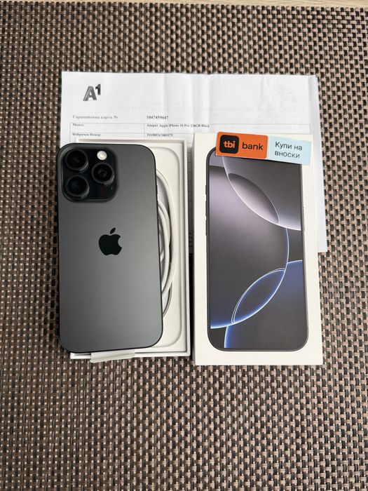 НОВ!ЛИЗИНГ*68лв/м iPhone 16 Pro Black айфон 16 про черен