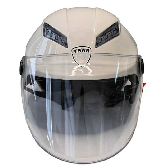 Каска за мотор с Визьор и Спойлер – Бял