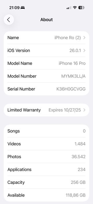 Iphone 16 Pro 256GB - natural - esim - 93%