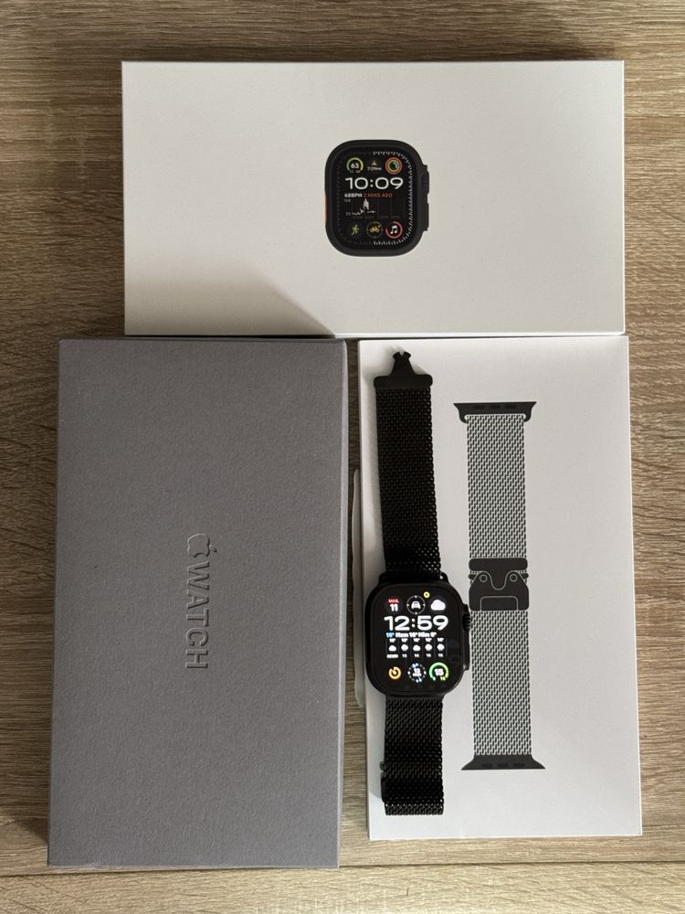 Apple watch ultra 2 titanium black milanese titan loop L