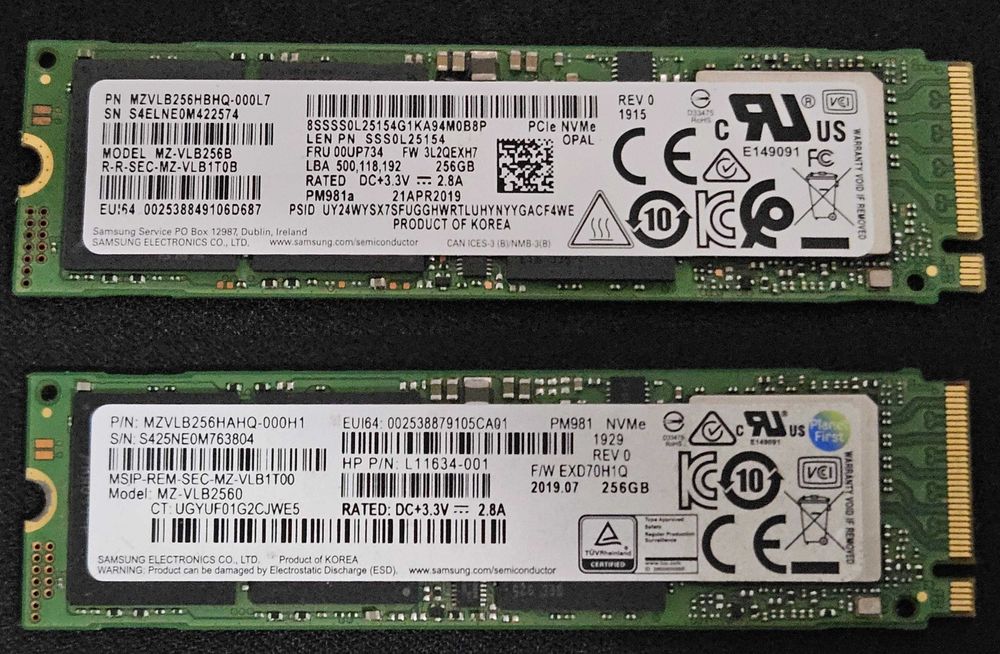 SSD-uri SATA, NVMe PCIe 3.0 de 256/512 GB