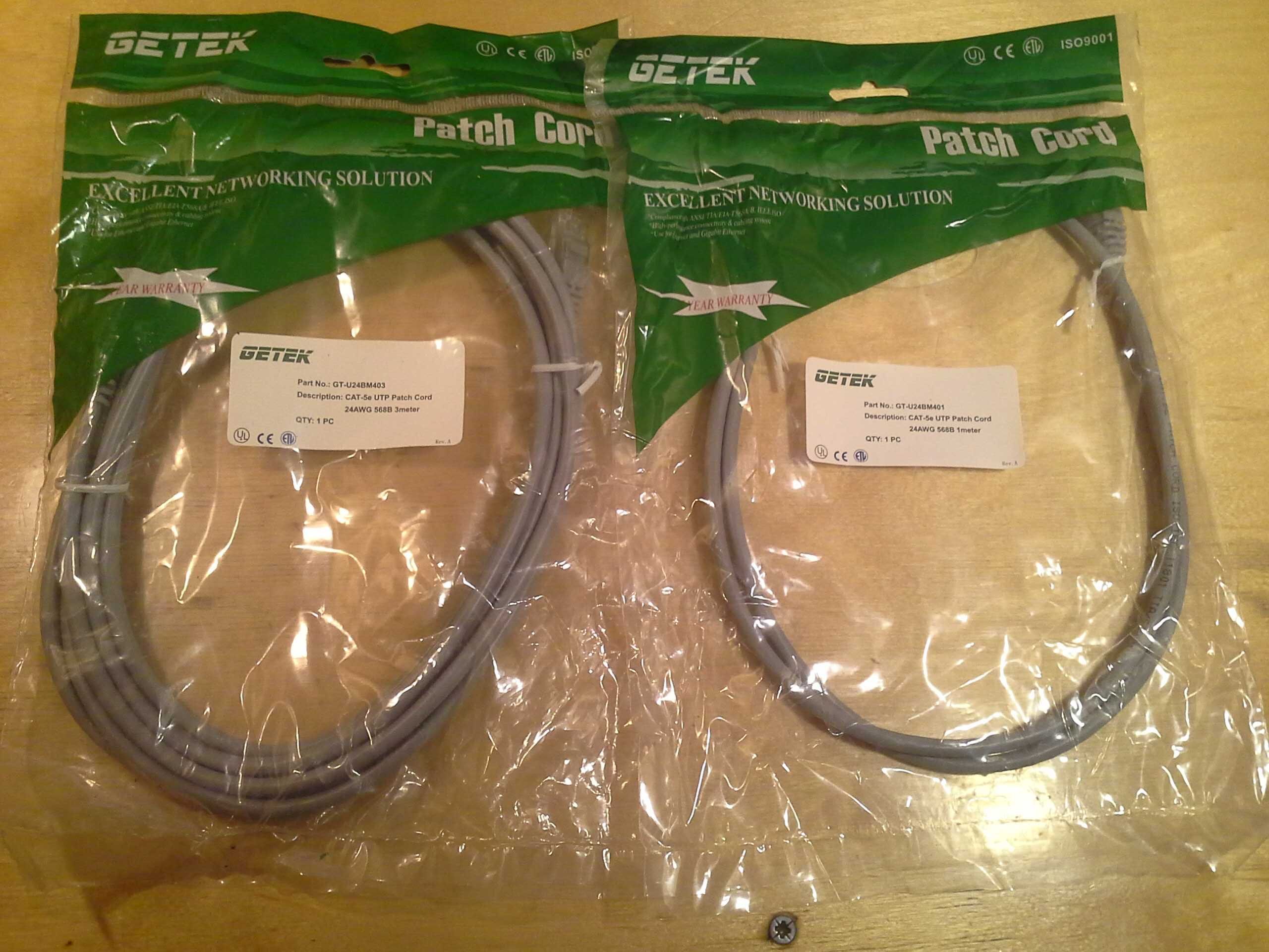 Патч-корд FTP cat.5е, RJ45-RJ45, 24AWG 1 и 3 метра