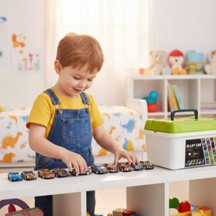 Комплект 50 бр състезателни колички, метални, в кутия