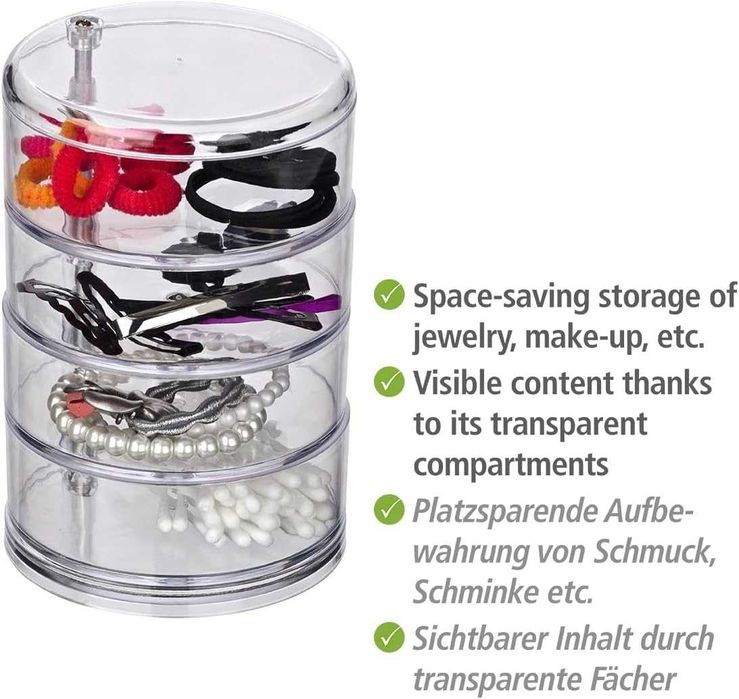 Прозрачен органайзер за козметика Wenko DE – 4 отделения, акрил НОВ DE