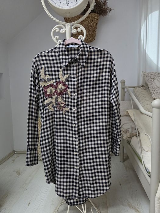 Cămașă Zara, pepita, cu aplicații din margele