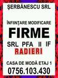 Infiintari-modificari societati II IF PFA asociatii  cooperative