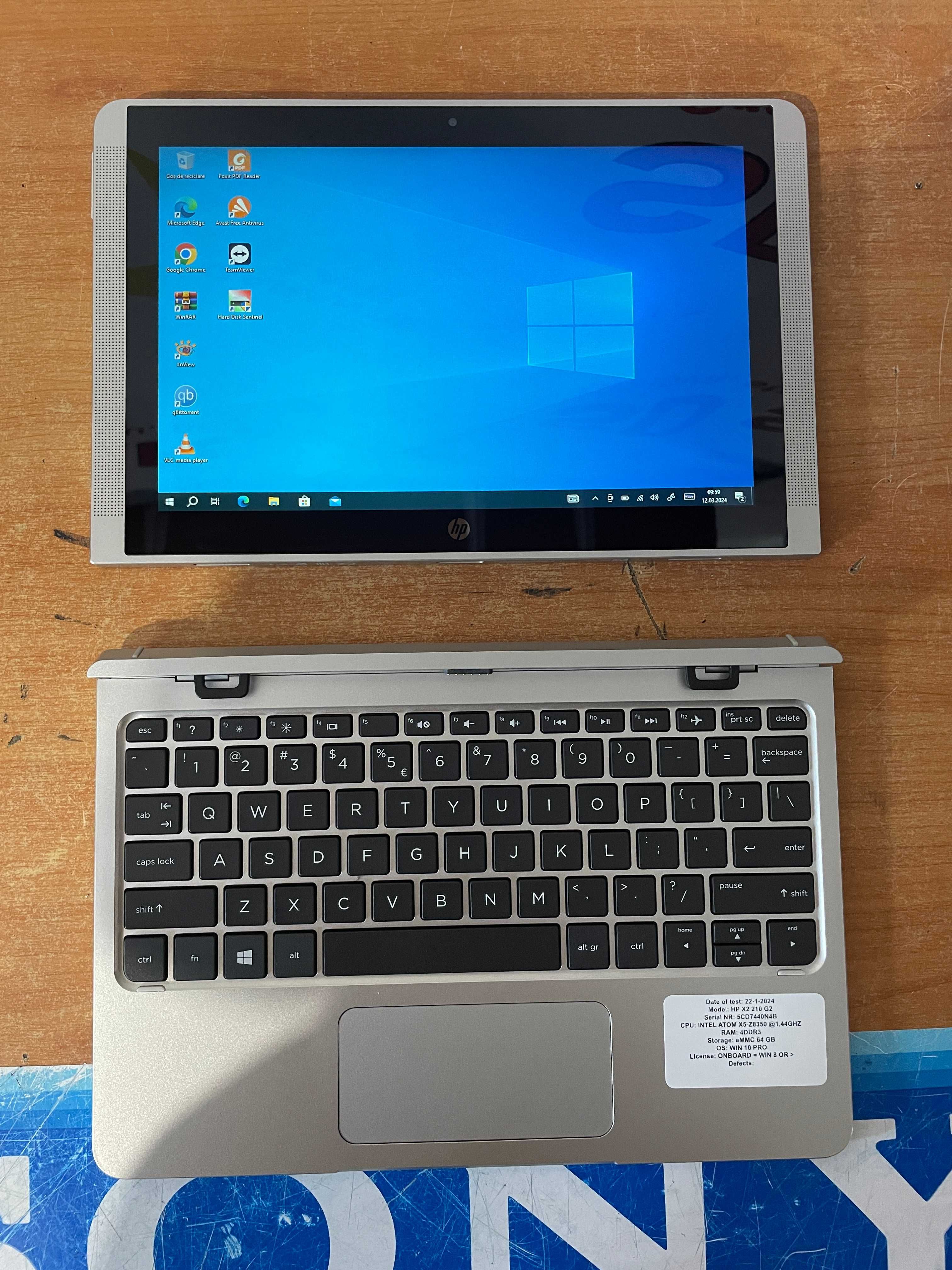 Tableta 2 in 1 Touchscreen HP x2 210 G2 / 25 cm Garantie 2 ani