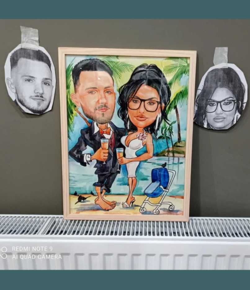Caricaturi pictate la comanda(nu digitale) portret pictat ulei pinza