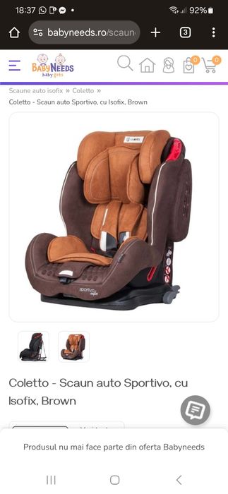 Scaun auto  isofix + inaltator