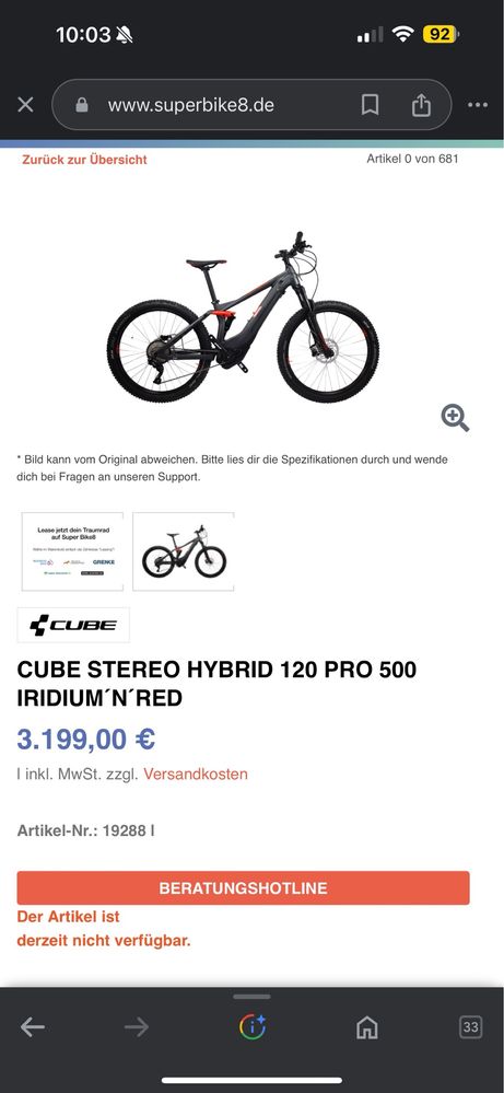 Bicicleta electrica Cube Stereo Hybrid 120 PRO 500 29" full suspension