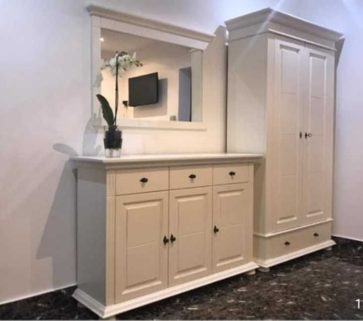 Dulap din lemn masiv Seby, alb, 2 usi + 1 sertar