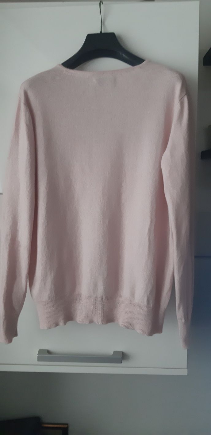Pulover casmir si matase,roz pudra M
