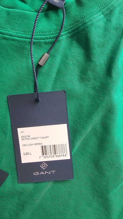Tricou Gant, verde, logo supradimensionat ,L nou cu eticheta