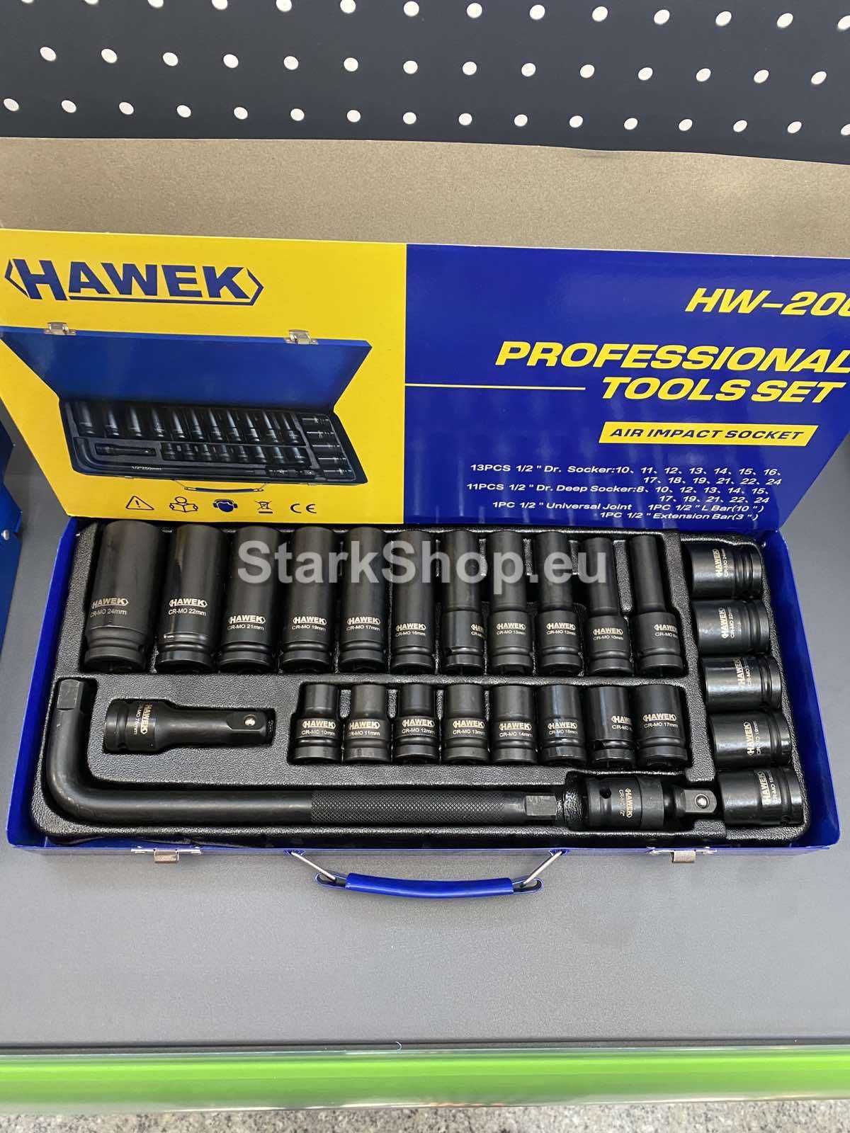 Ударни вложки 27 части 1/2″ Hawek в метален куфар – къси и дълги