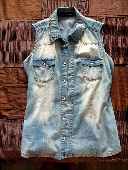 Дънкова риза без ръкав