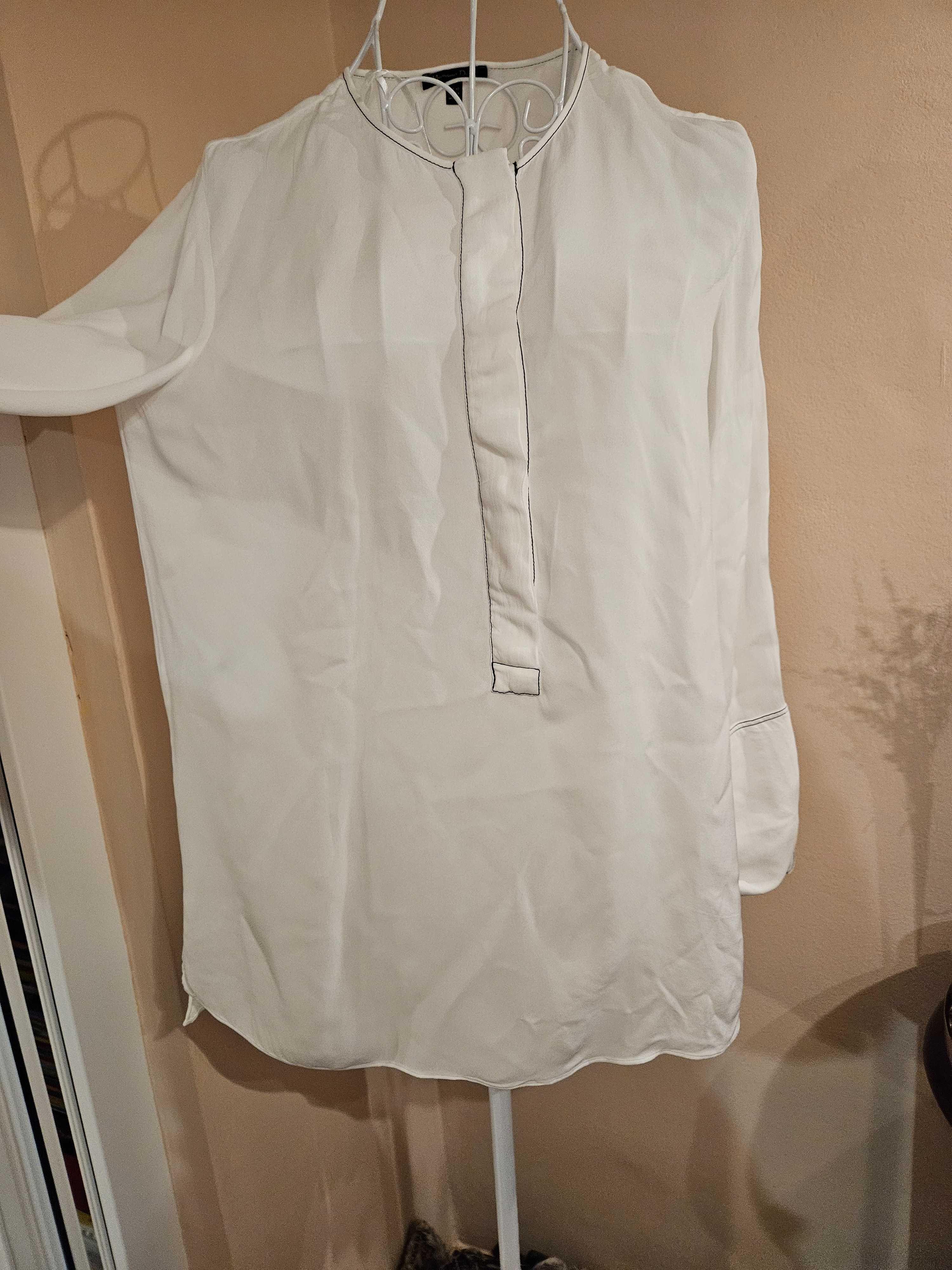 Massimo Dutti camasa  tunica alba din vascoza