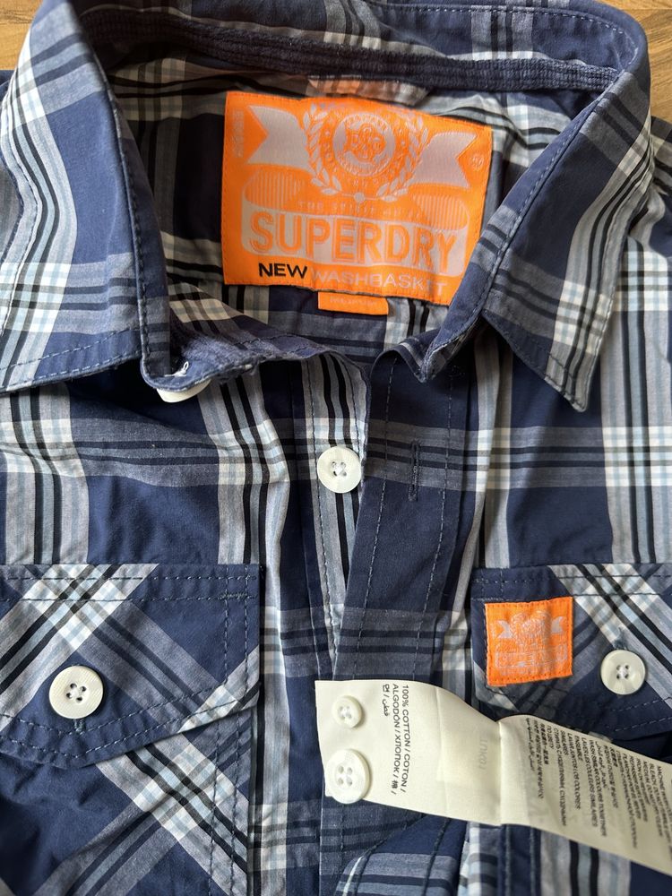 camasa Superdry in carouri, 100% bumbac, marime M, culori inchise