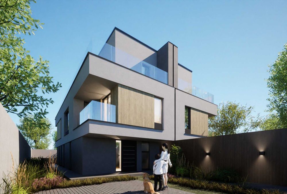 Vile premium individuale S+P+1E+2R subsol, 4 dormitoare, living, curte