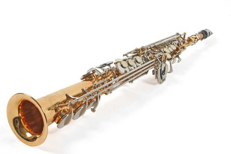Saxofon sopran Bb auriu cu argintiu lacuit tot set complet NOU