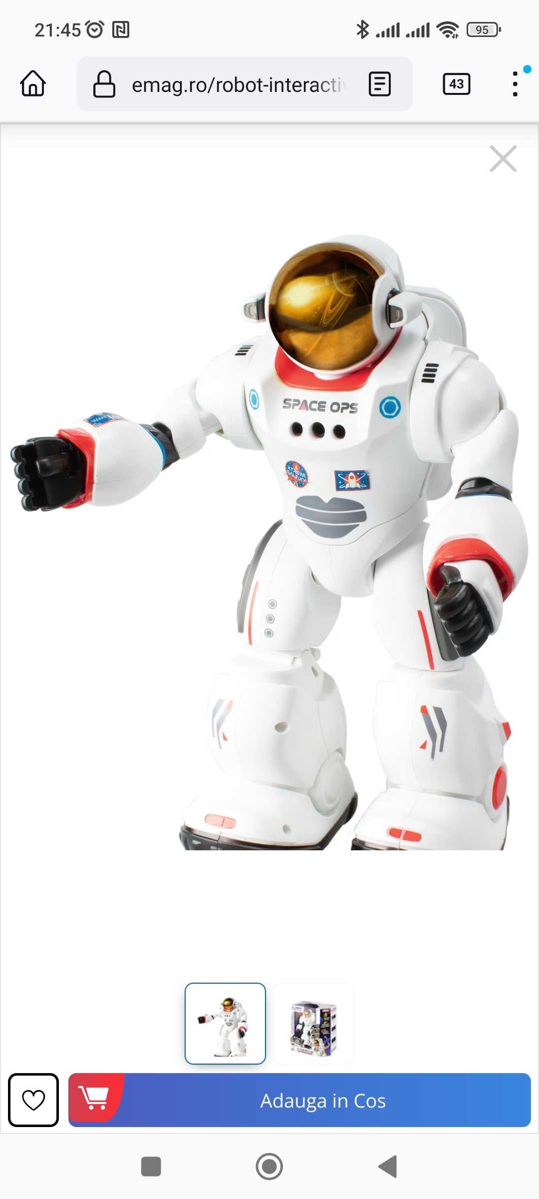 Robot interactiv charlie astronaut cu aplicatie pe telefon + jocuri