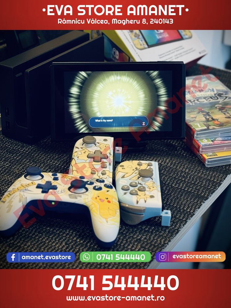 Consola Gaming Portabila NINTENDO Switch 32GB cu 3 Jocuri si accesorii
