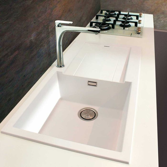 Chiuveta bucatarie granit CookingAid Amanda AM7810 Alba cu picurator