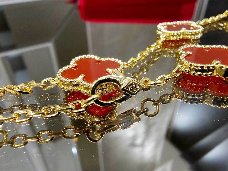 Van Cleef & Arpels VCA Gold Red 10 Motifs Alhambra Clover Дамско Колие
