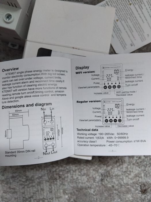 Contor digital monofazat de consum de energie electrică Contor KWh cu