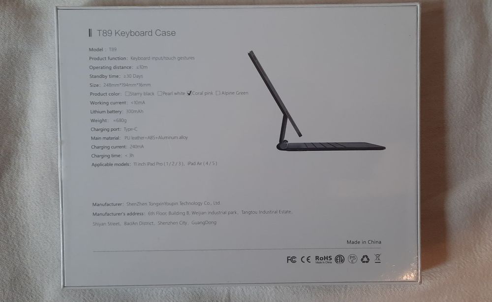 Husă ROZ cu tastatură pentru iPad/Pro 1/2/3 si iPad Air 4/5, 11 inch