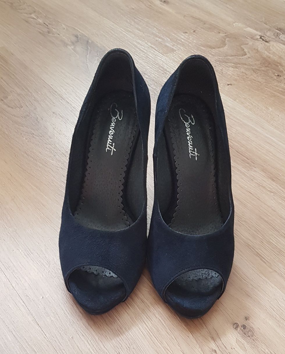 Pantofi damă din piele naturală, bleumarin, mărimea 35