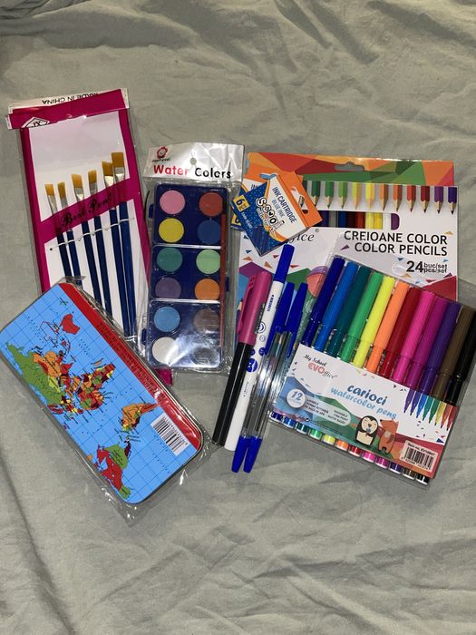 Set complet rechizite școlare, papetarie școală