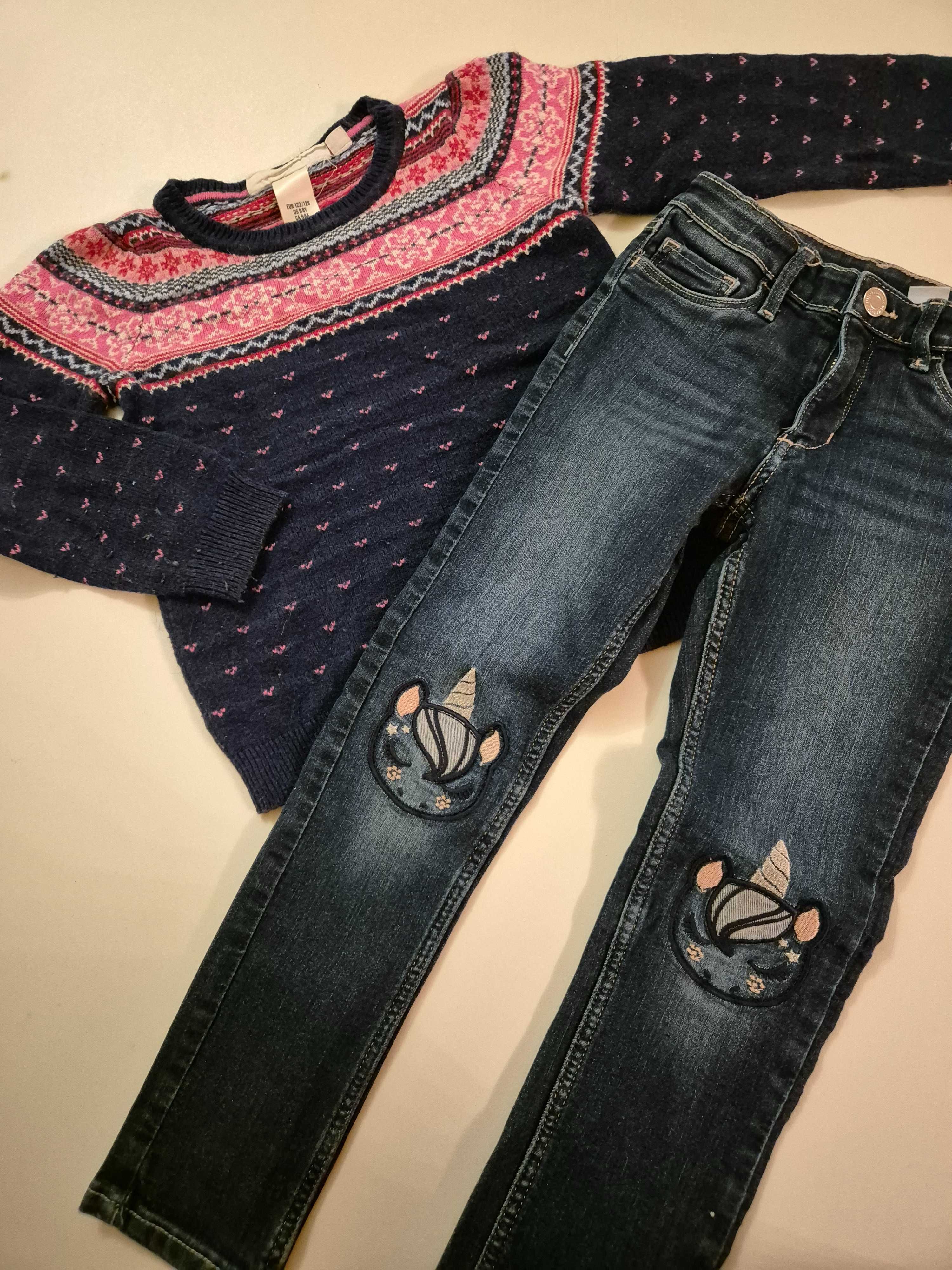 Сет дънки и пуловер H&M 122-128