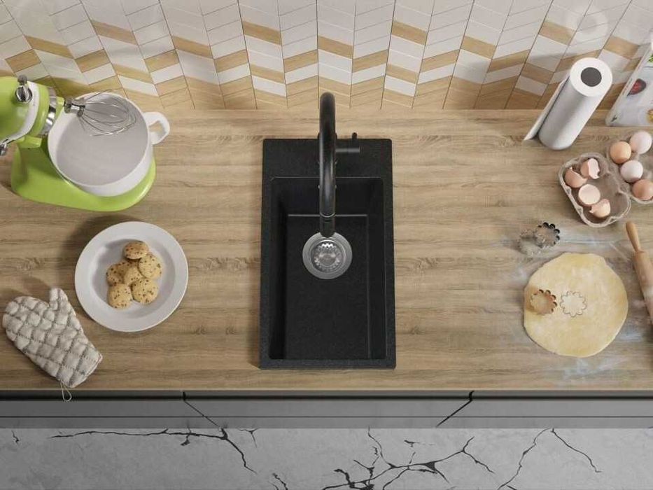 Графит кухненска гранитна мивка Рига 30 XL 280 x 500 mm