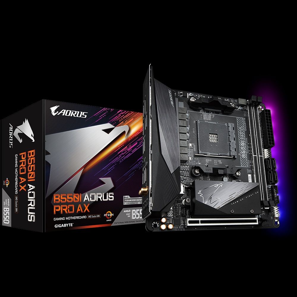 Продавам ITX дъно Gigabyte B550I Aorus Pro AX и Ryzen 5 5600