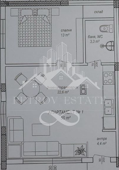 2-стаен в Пазарджик, област-гр.Велинград площ 54 цена 48600