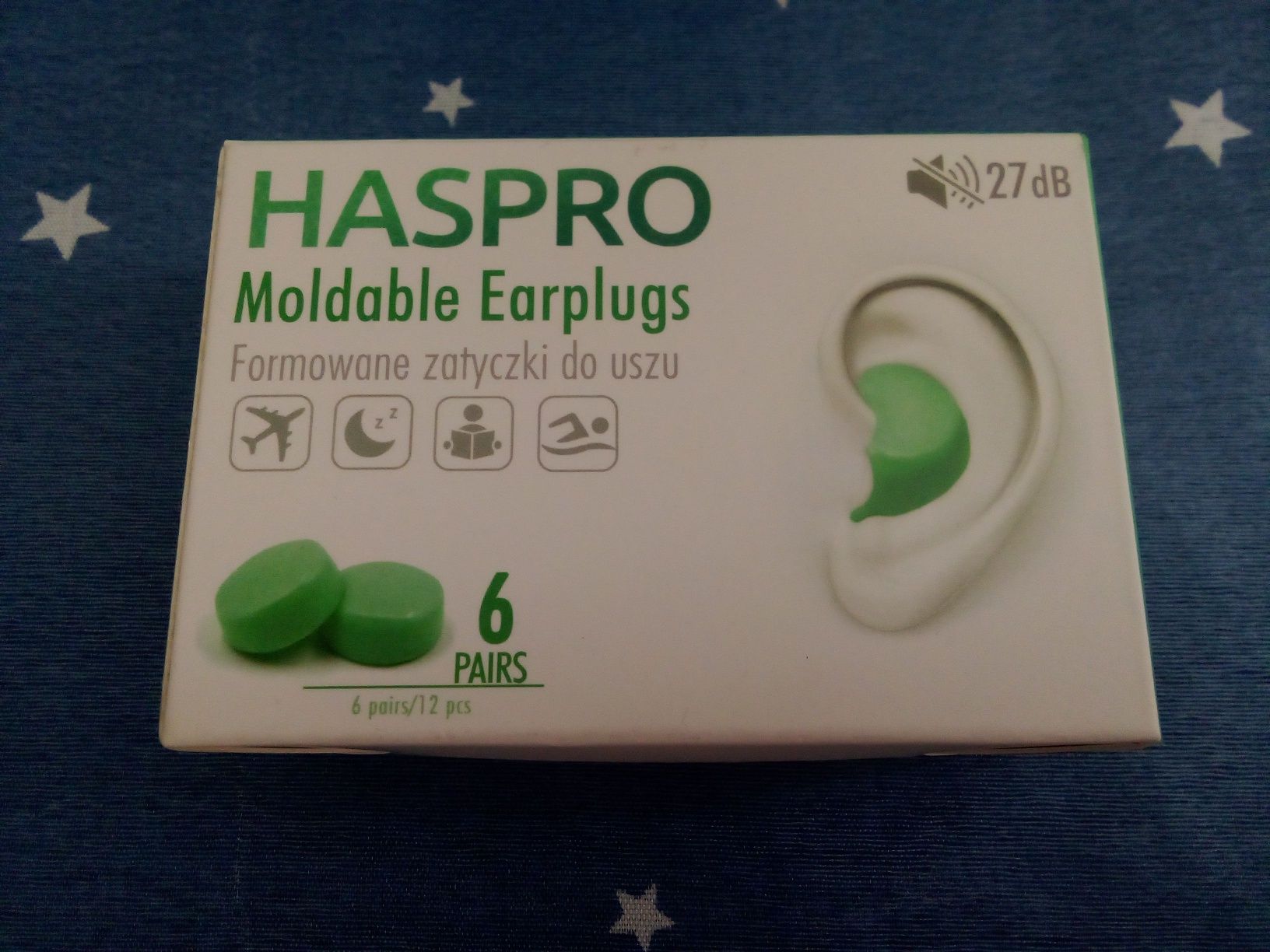 Dopuri de urechi Haspro, Silicon, 27dB, 5 perechi, Verzi