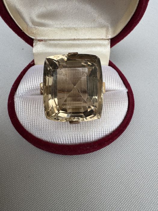 Inel aur 14 k si cuart fumuriu