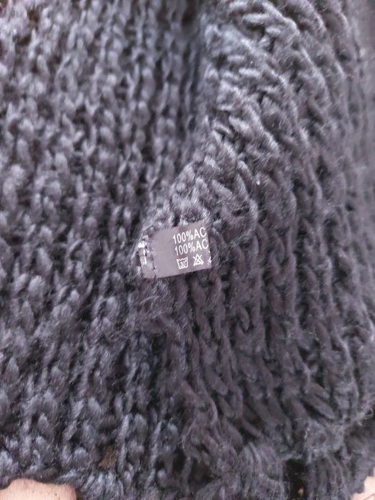 Fular împletit, culoare negru, 110×25