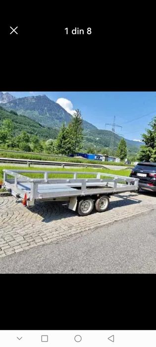 Remorca platformă 1300kg punte dubla cu sistem de franare