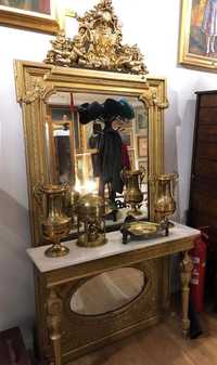Огледало с конзолна маса, антика, антикварна мебел, бюро, мрамор