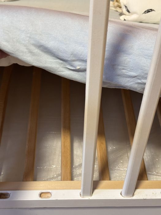 Patut de copil/bebelus cu saltea cocos lenjerii si protectii