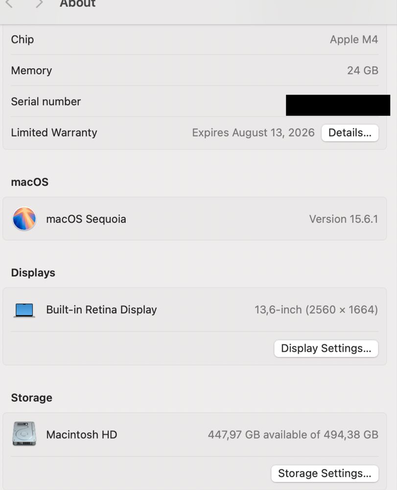 Macbook air m4 24GB/512GB в гаранция