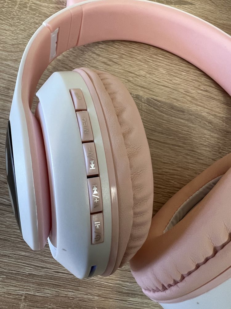 Ушички коте розови лапички слушалки Bluetooth с уши