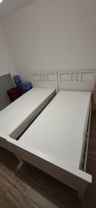 HEMNES 2 cadre pat 90x200cm + 2 lăzi pat.