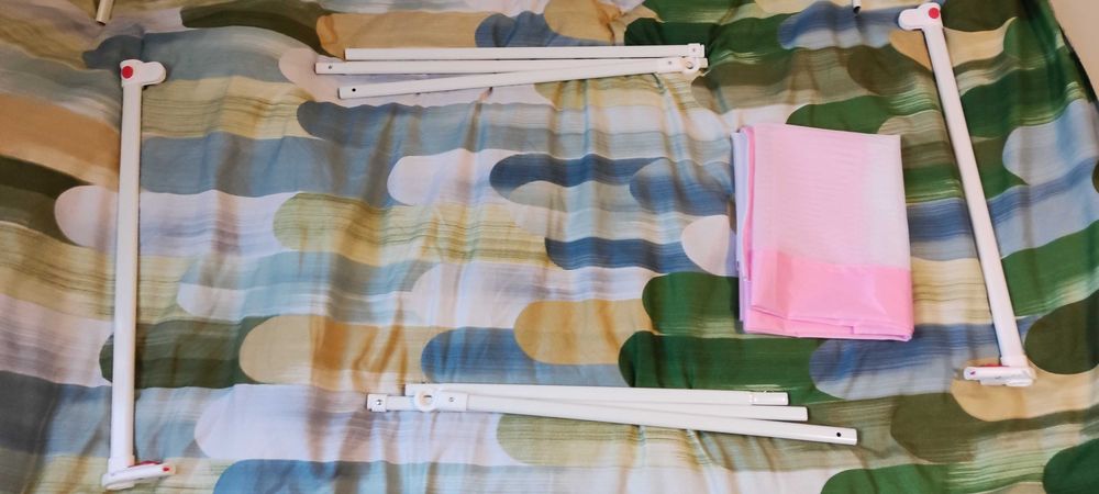 vidaXL Ограничител за бебешко легло, розов, 200x25 см, плат