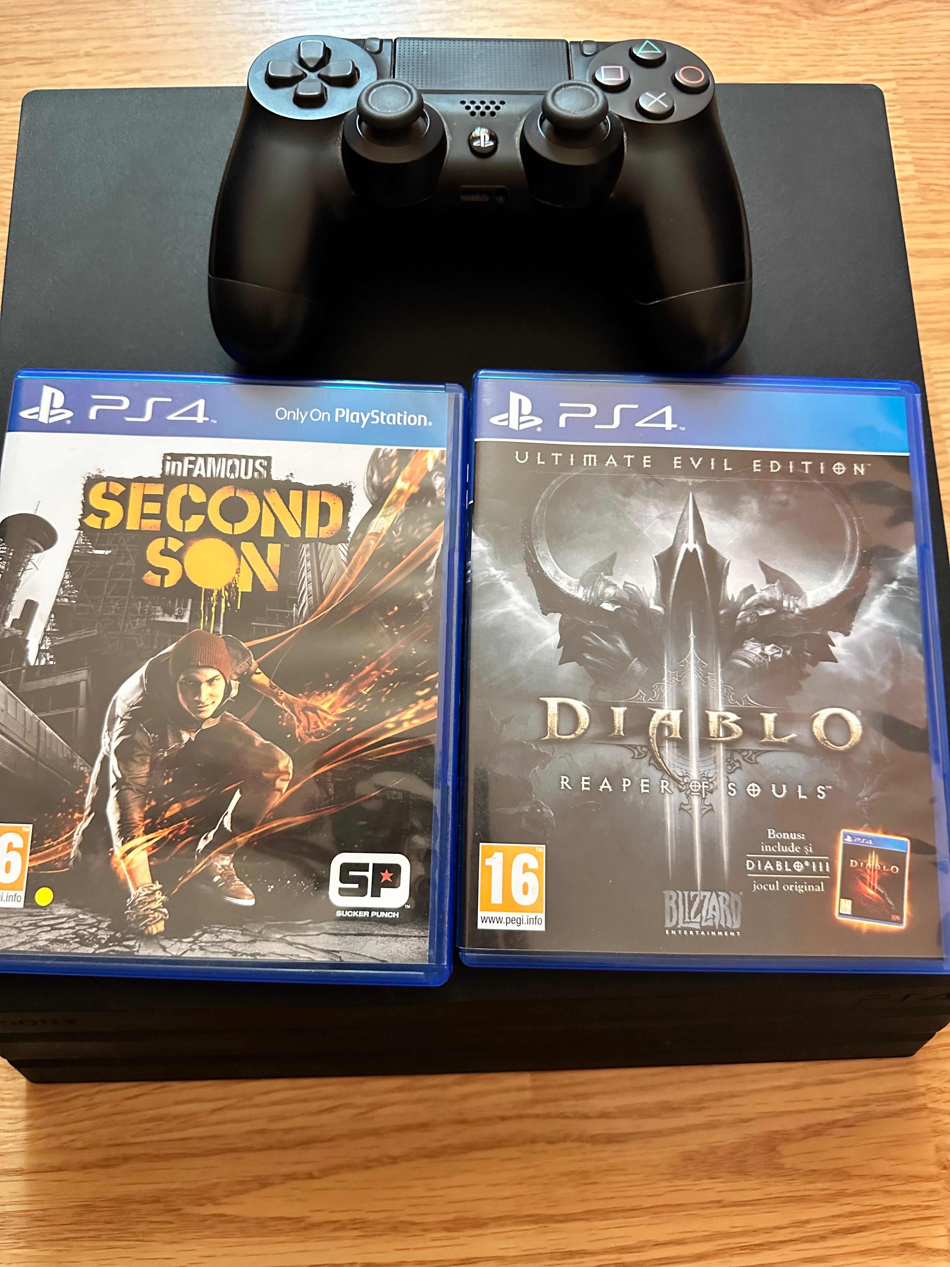 Playstation 4 Pro + Jocuri inFamous Second Son, Diablo III.