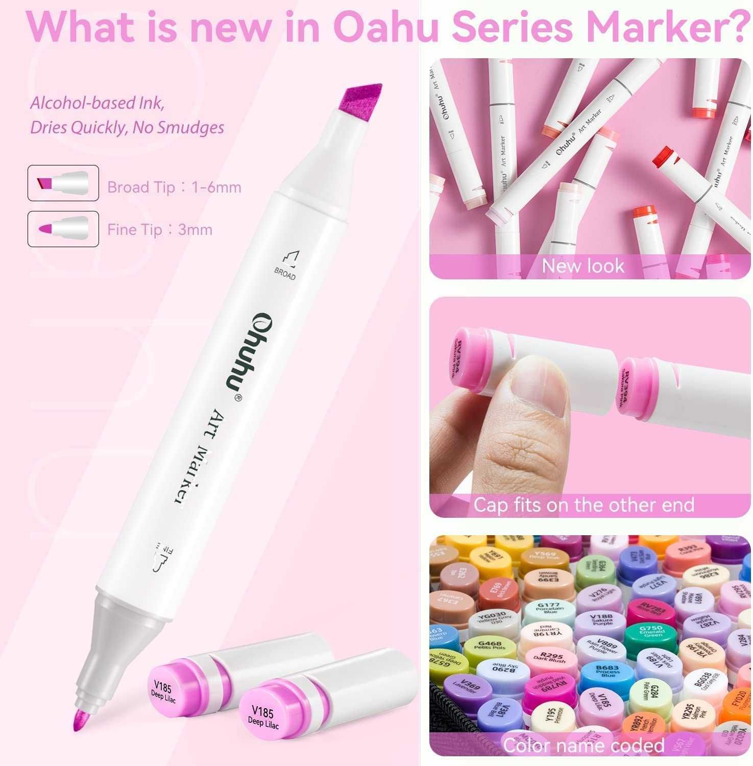 Ohuhu Oahu Art Markers Set-перманентни маркери, комплект 200 цвята